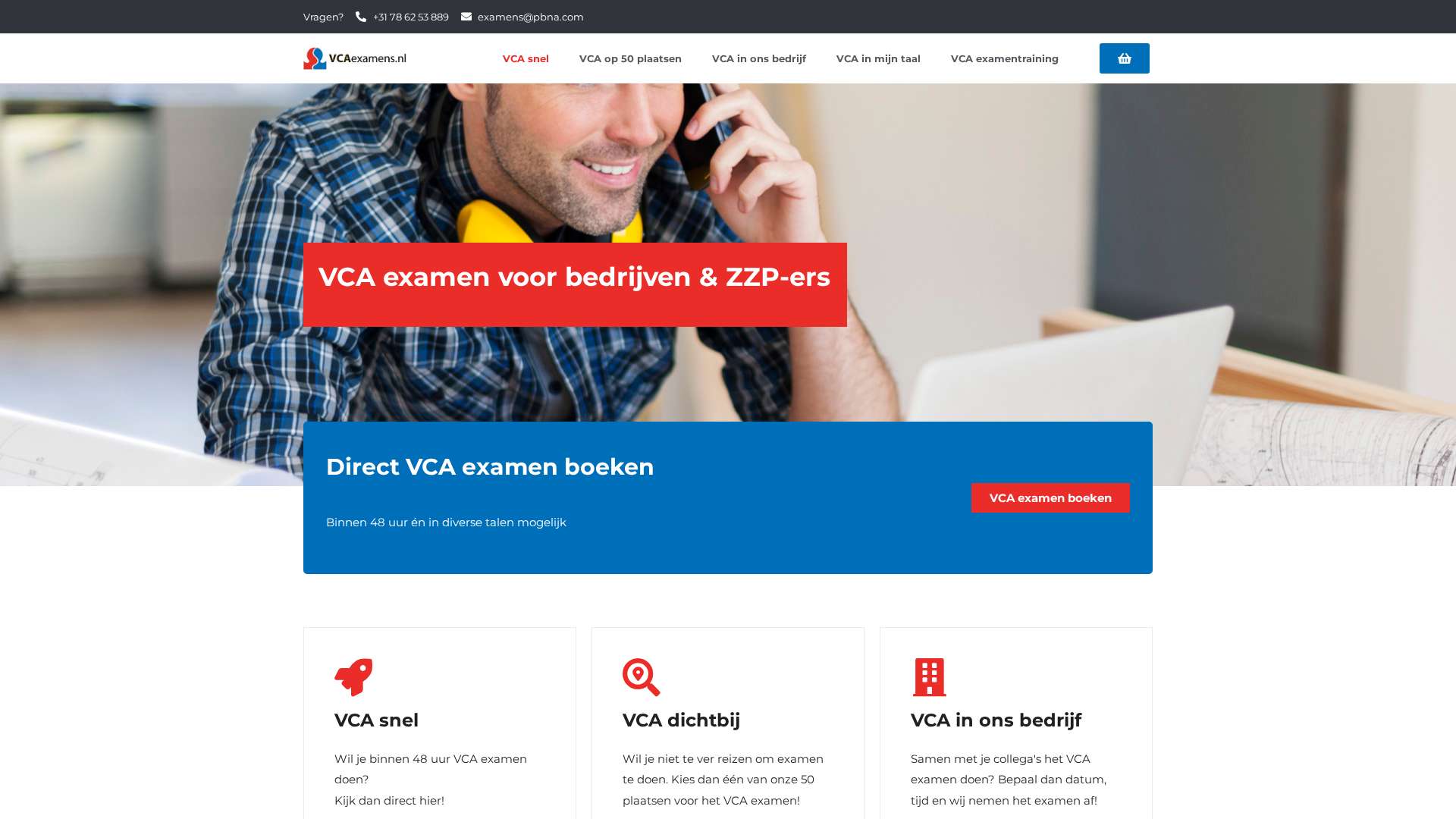 Screenshot of vcaexamens.nl